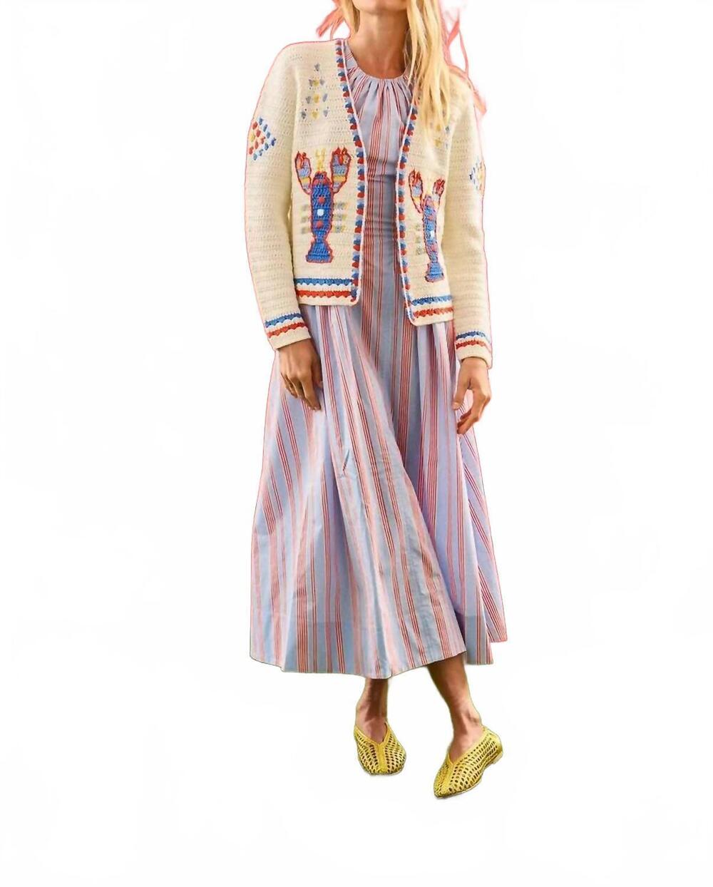 NEW HUNTER BELL callen long sleeves cardigan in lobster multi